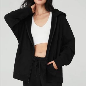 ALO YOGA - Renown Heavy Weight Full Zip Hoodie. Oversized-look.